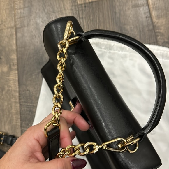 Michael Kora Black & Gold Leather Messenger Bag - Picture 16 of 17